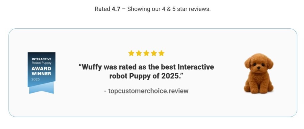 Interactive Realistic AI Powered Wuffy Robot Puppy Dog Toy Award Winner